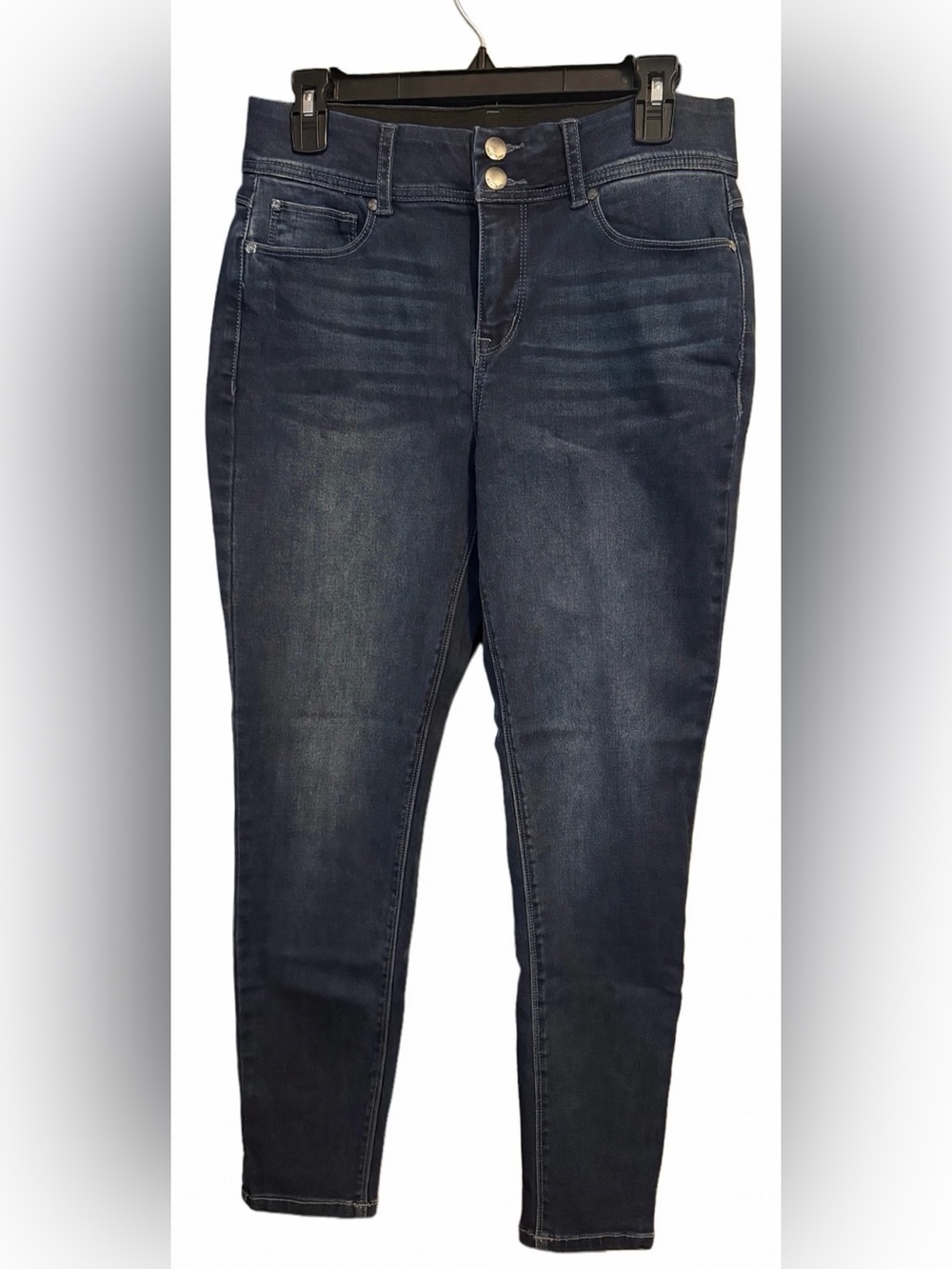 Indigo Poppy- Skinny Jeans with Double-Button Waist- 10